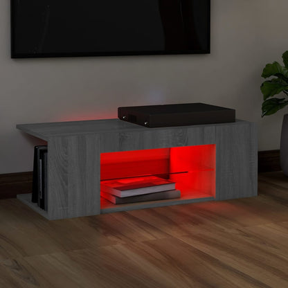 TV Cabinet with LED Lights Grey Sonoma 90x39x30 cm