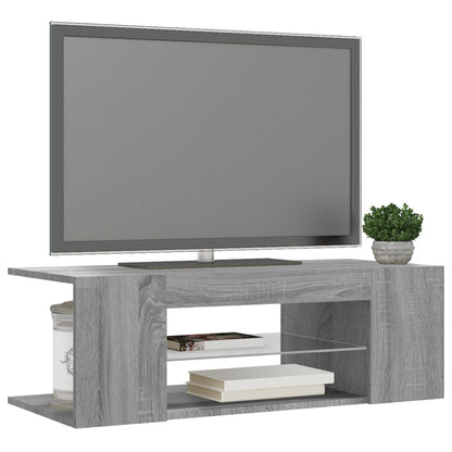 TV Cabinet with LED Lights Grey Sonoma 90x39x30 cm