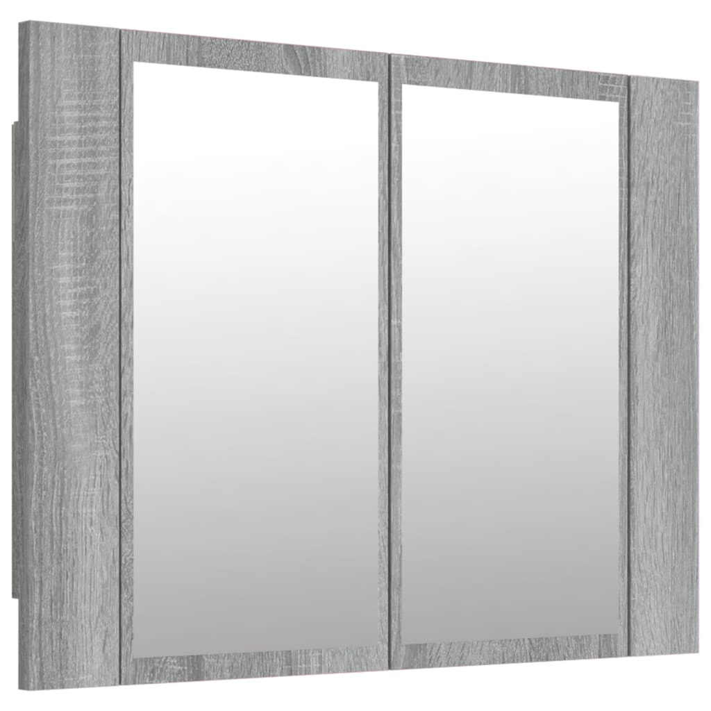 LED Mirror Cabinet Grey Sonoma 60x12x45 cm Engineered Wood