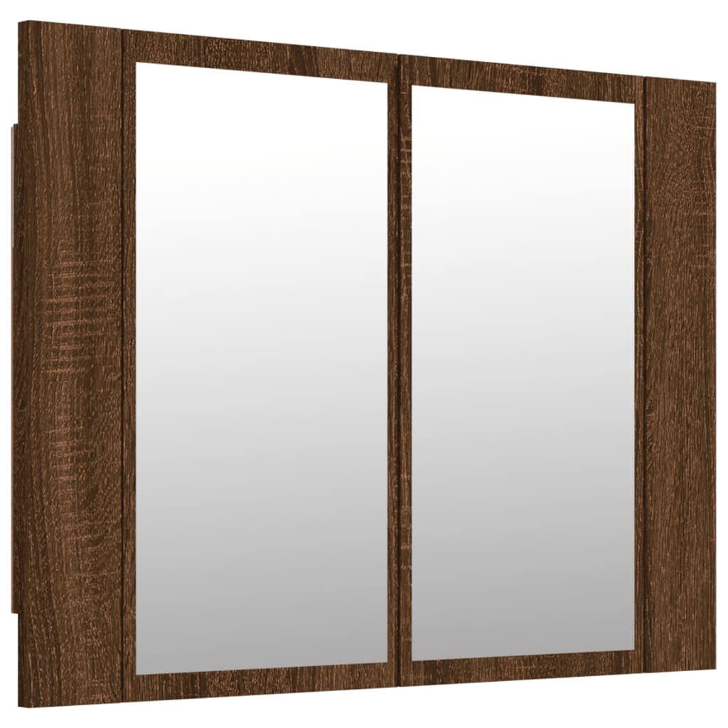 LED Mirror Cabinet Brown Oak 60x12x45 cm Engineered Wood