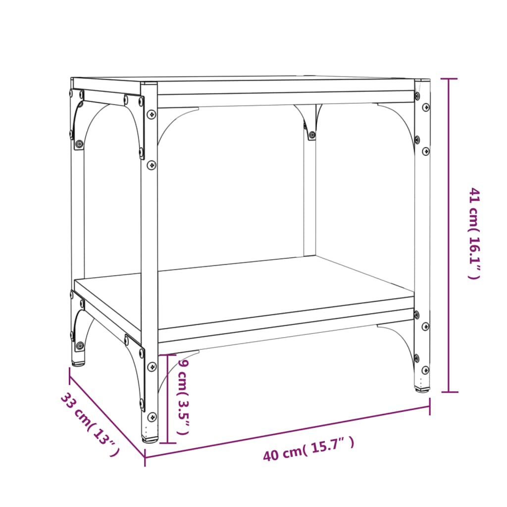 TV Cabinet Black 40x33x41 cm Engineered Wood and Steel