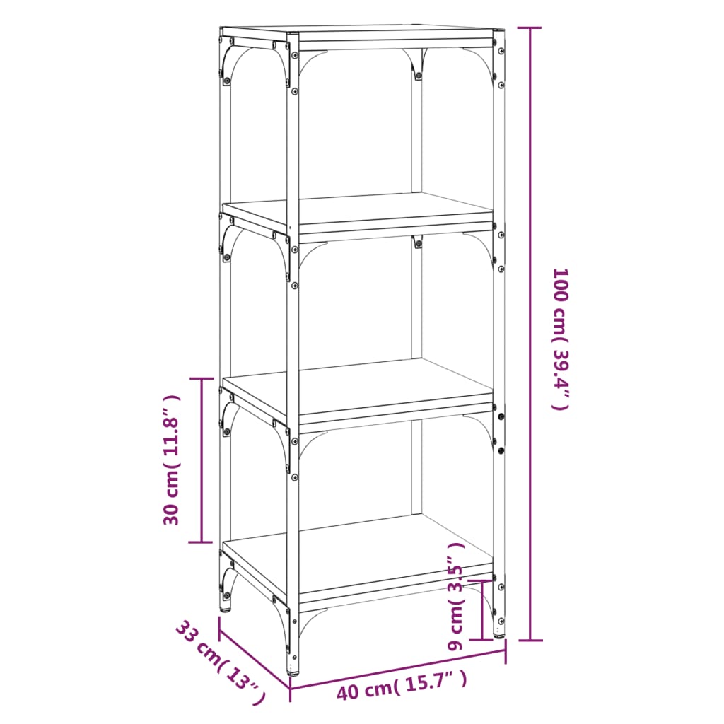 Book Cabinet Sonoma Oak 40x33x100 cm Engineered Wood and Steel