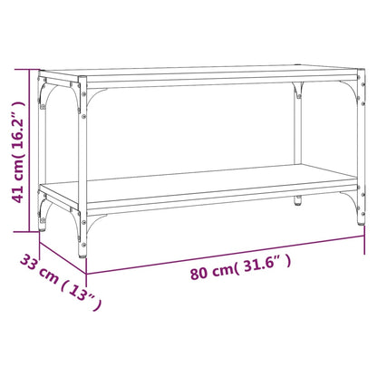 TV Cabinet Smoked Oak 80x33x41 cm Engineered Wood and Steel