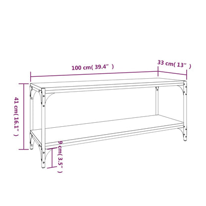 TV Cabinet Brown Oak 100x33x41 cm Engineered Wood and Steel