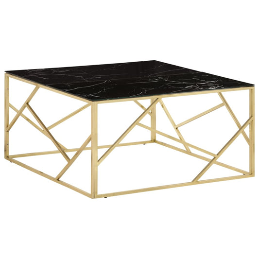 Coffee Table Gold Stainless Steel and Tempered Glass