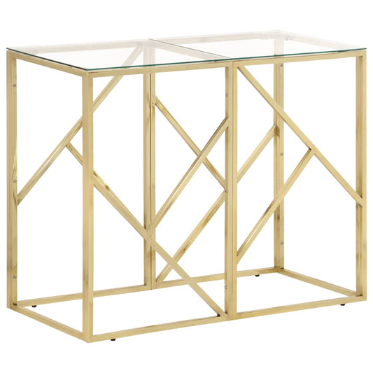 Console Table Gold Stainless Steel and Tempered Glass