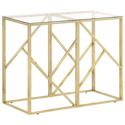 Console Table Gold Stainless Steel and Tempered Glass