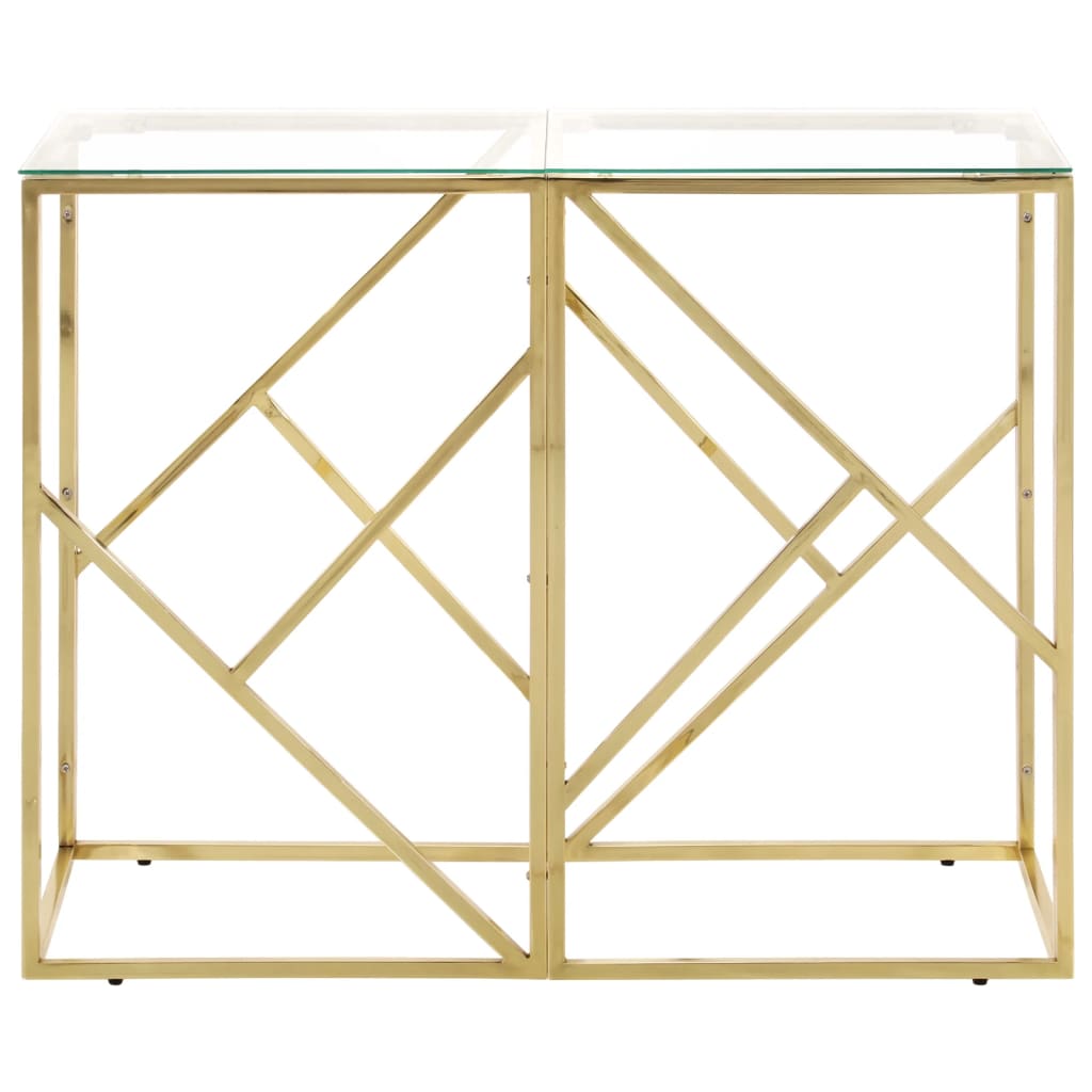 Console Table Gold Stainless Steel and Tempered Glass