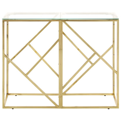 Console Table Gold Stainless Steel and Tempered Glass