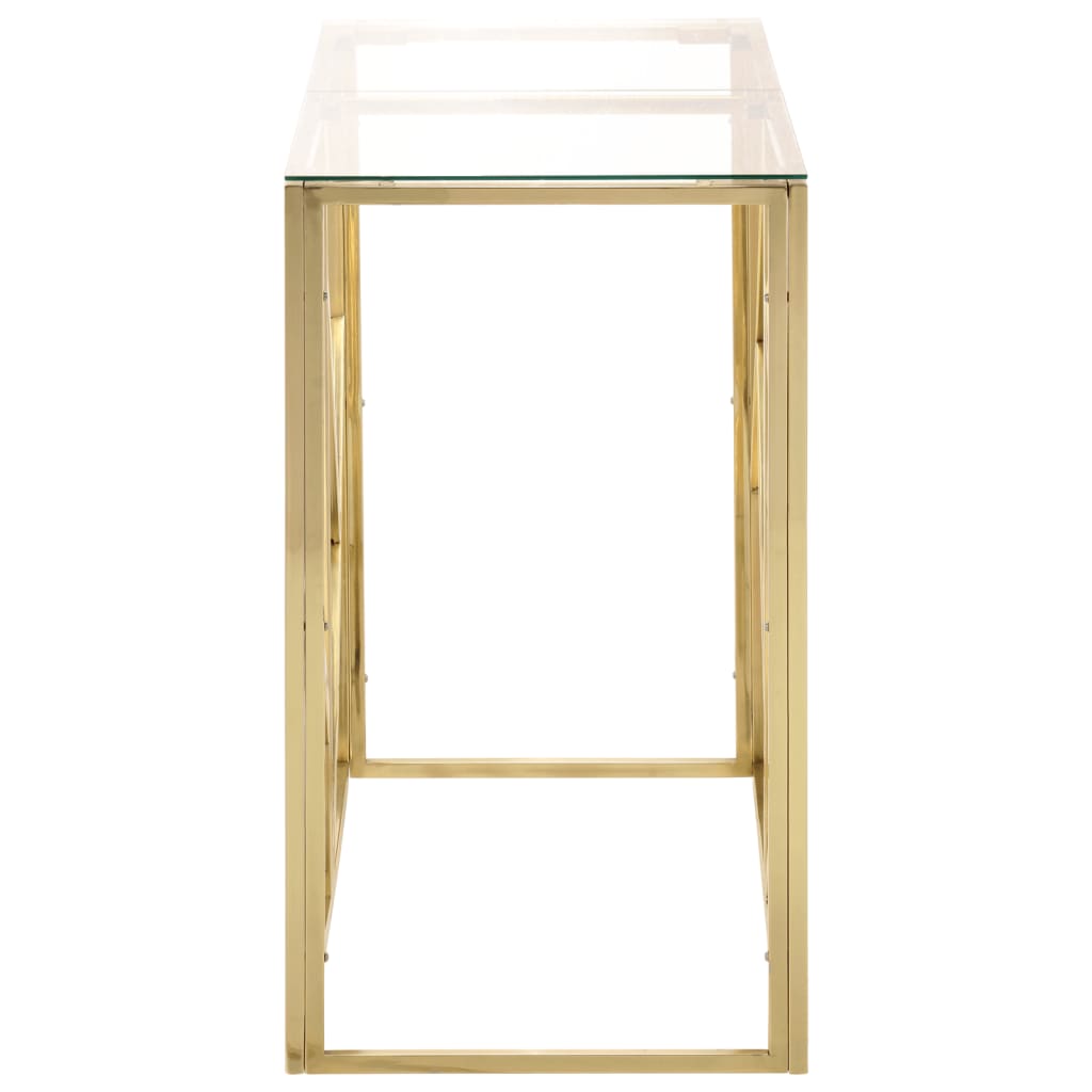 Console Table Gold Stainless Steel and Tempered Glass