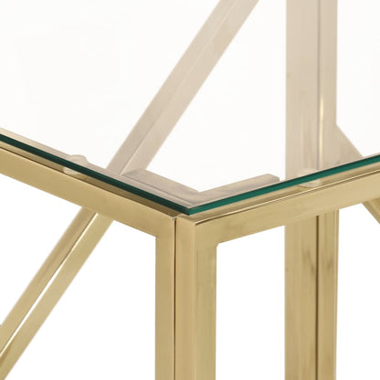 Console Table Gold Stainless Steel and Tempered Glass