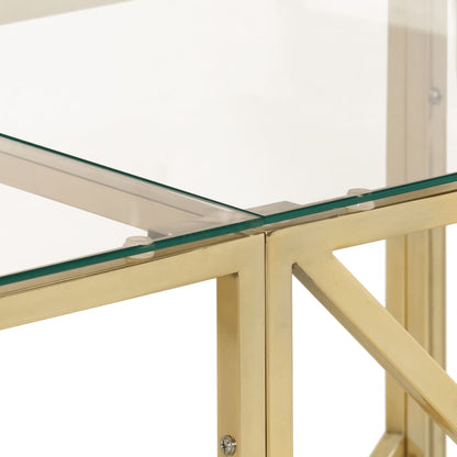 Console Table Gold Stainless Steel and Tempered Glass