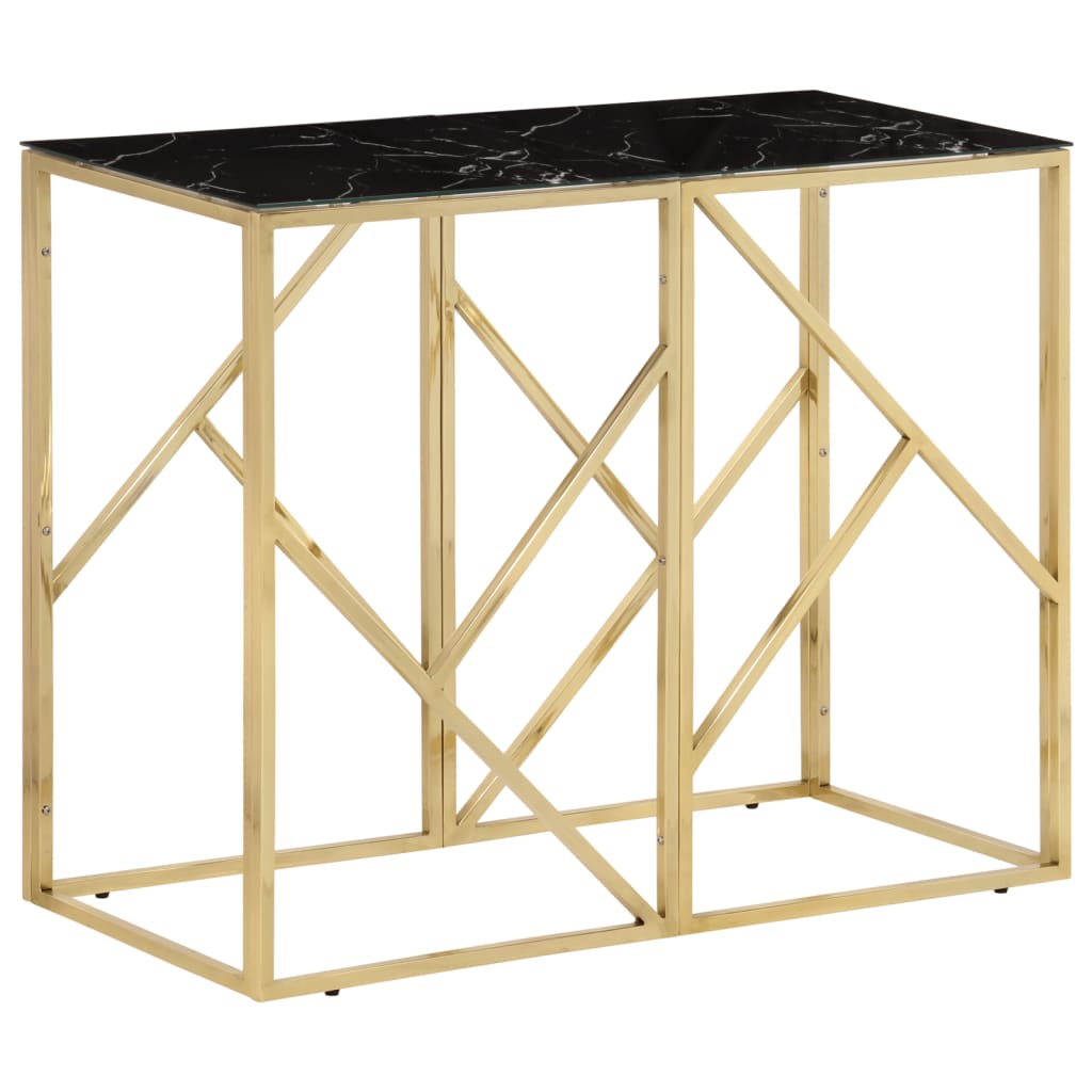 Console Table Gold Stainless Steel and Tempered Glass