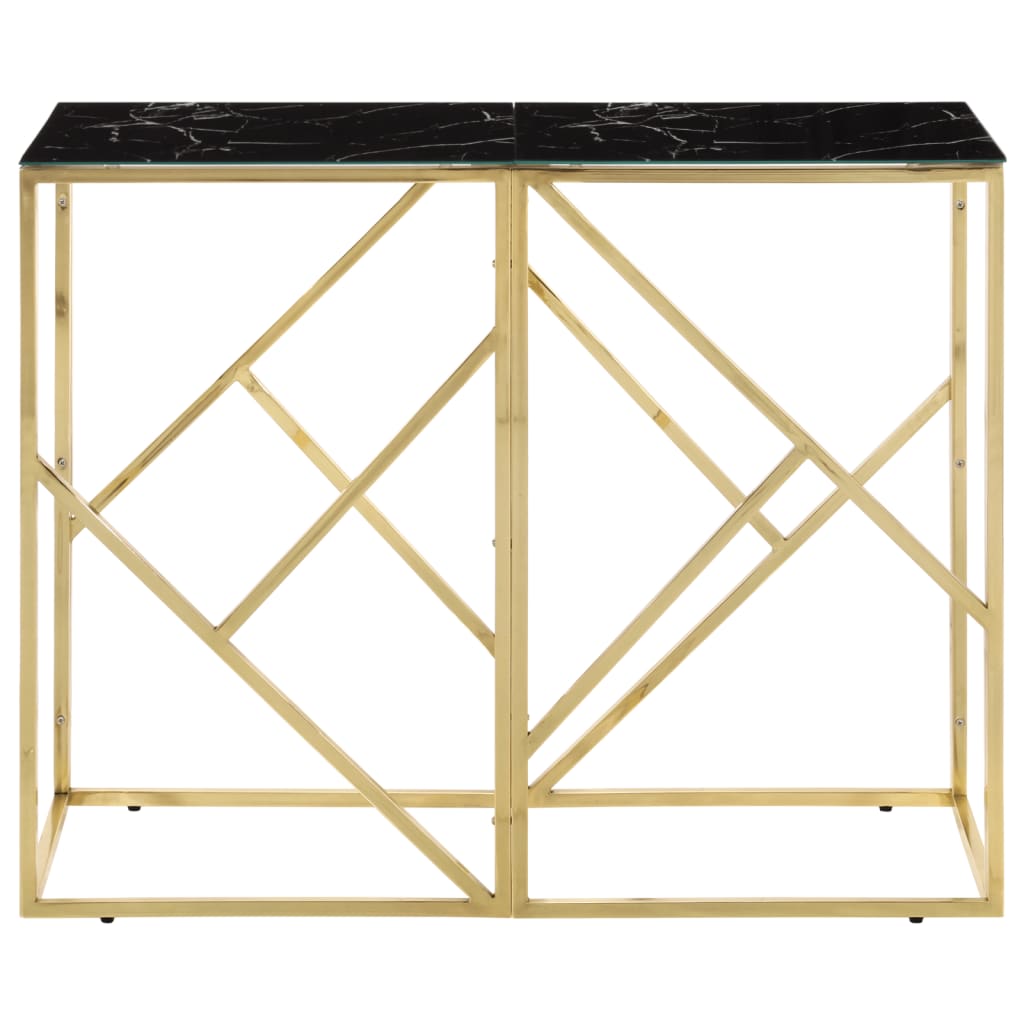 Console Table Gold Stainless Steel and Tempered Glass