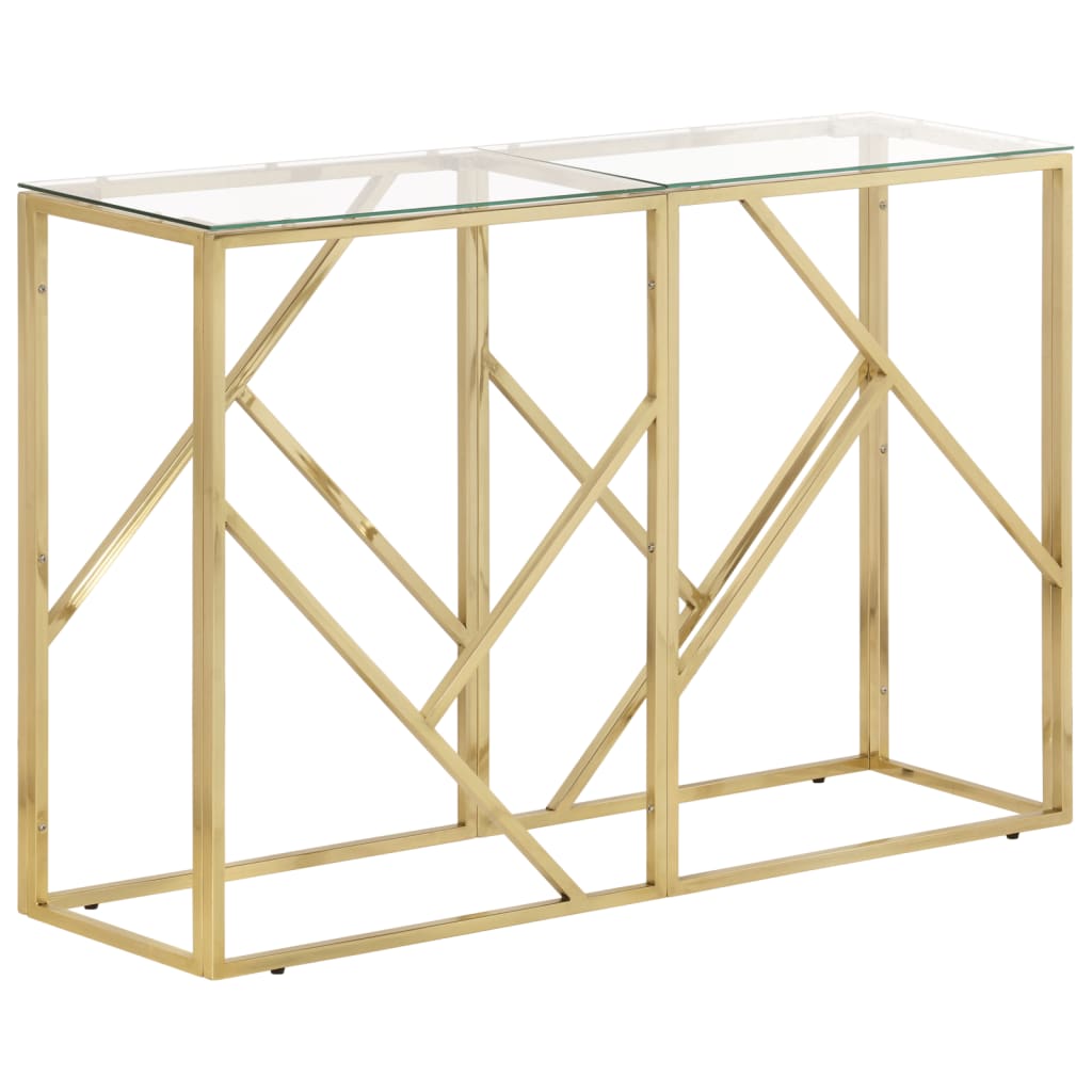 Console Table Gold Stainless Steel and Tempered Glass