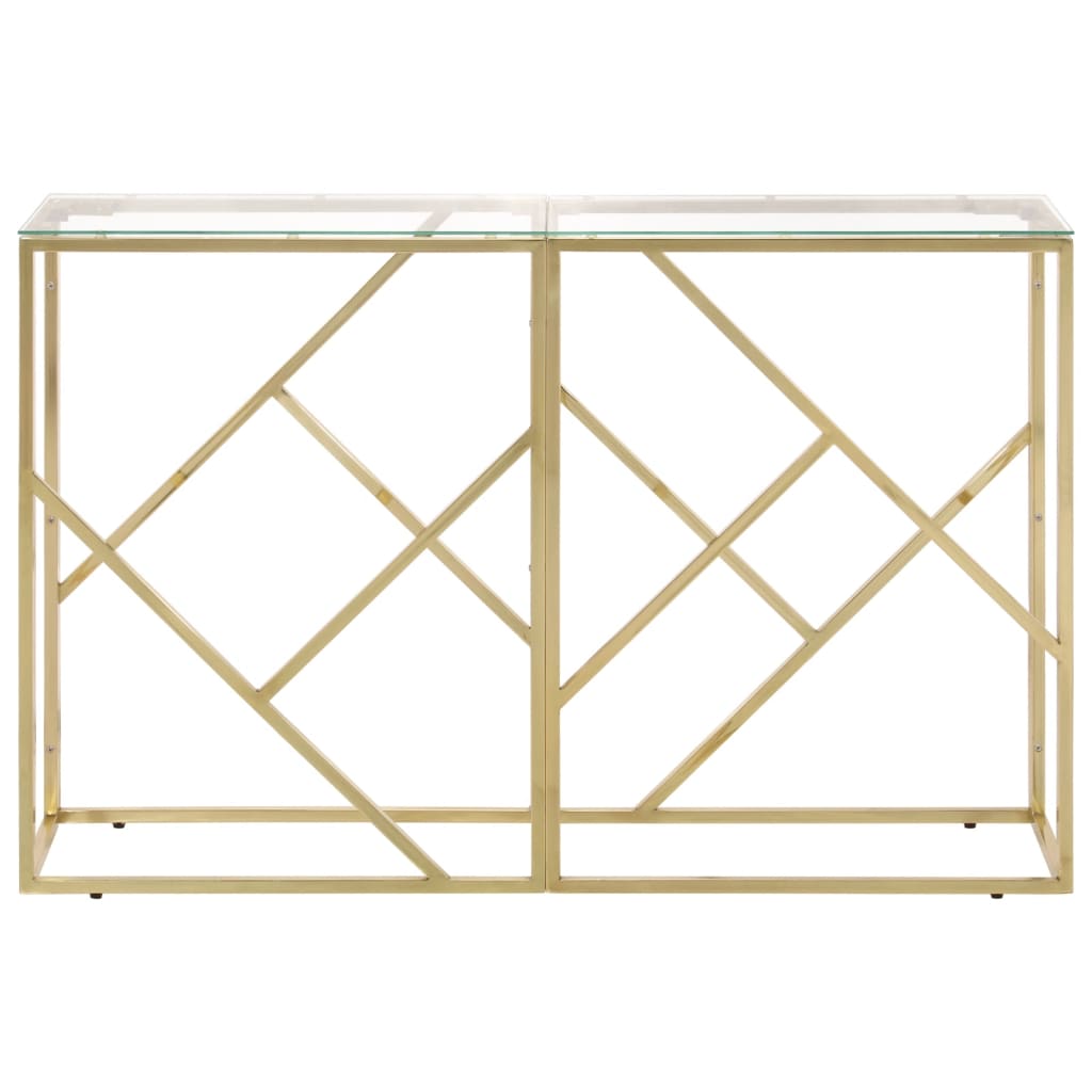 Console Table Gold Stainless Steel and Tempered Glass