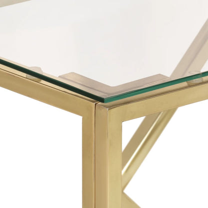 Console Table Gold Stainless Steel and Tempered Glass