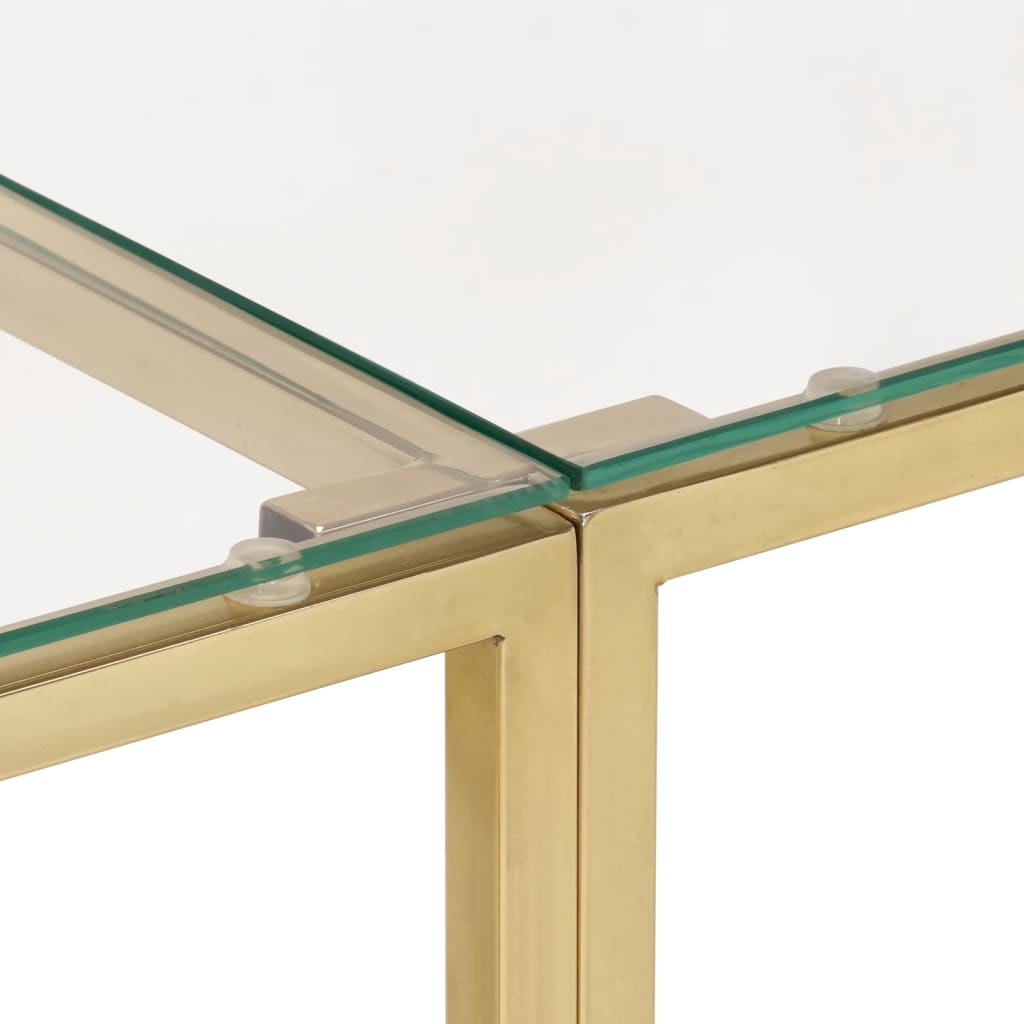 Console Table Gold Stainless Steel and Tempered Glass