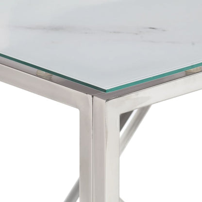 Console Table Silver Stainless Steel and Tempered Glass