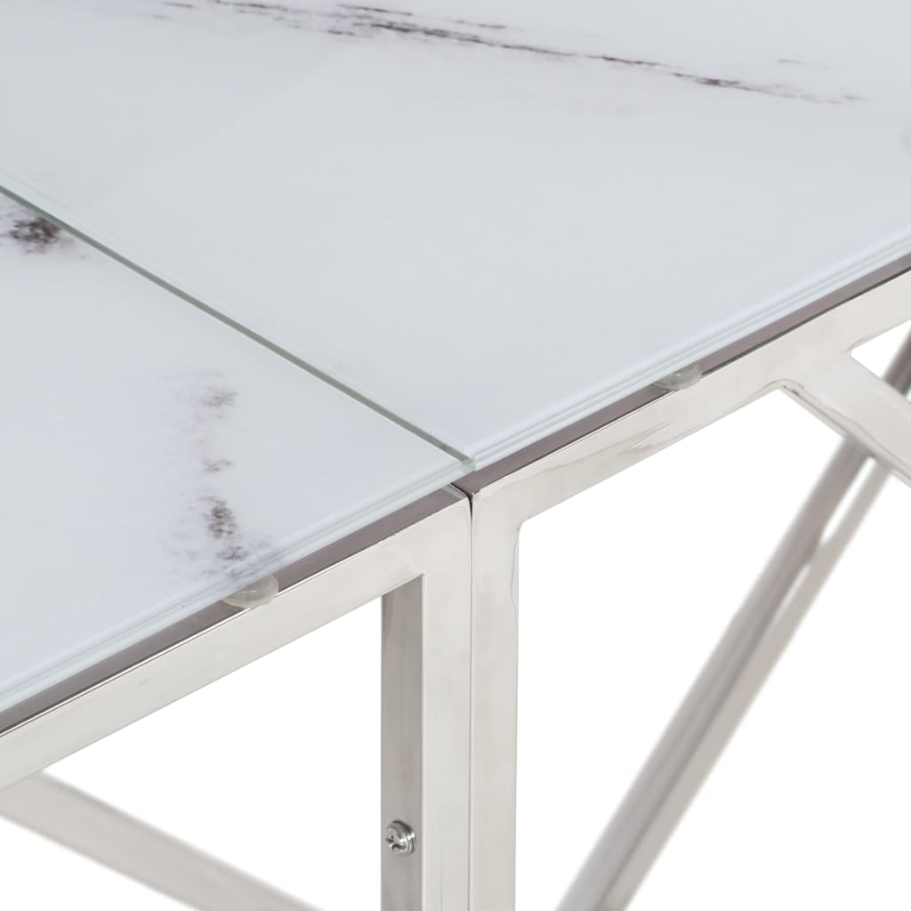 Console Table Silver Stainless Steel and Tempered Glass