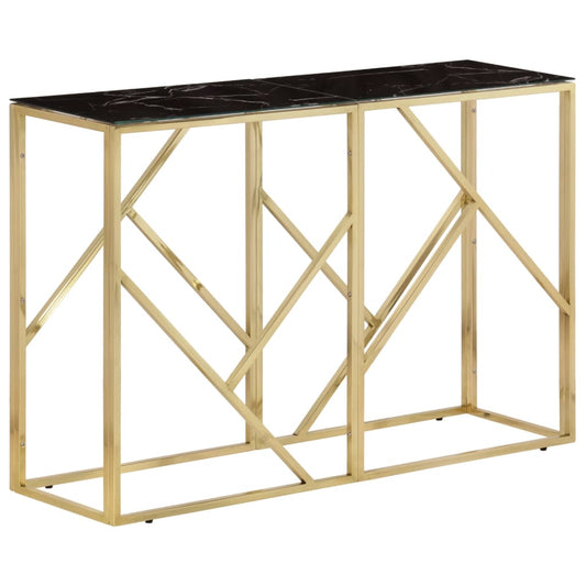 Console Table Gold Stainless Steel and Tempered Glass