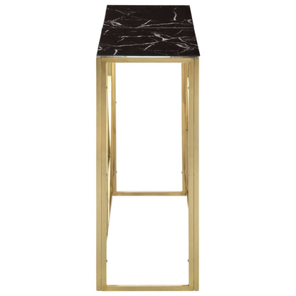 Console Table Gold Stainless Steel and Tempered Glass