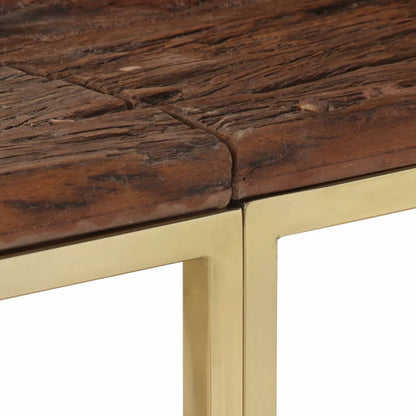 Console Table Gold Stainless Steel and Solid Wood Sleeper