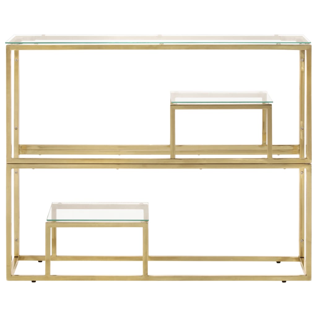 Console Table Gold Stainless Steel and Tempered Glass