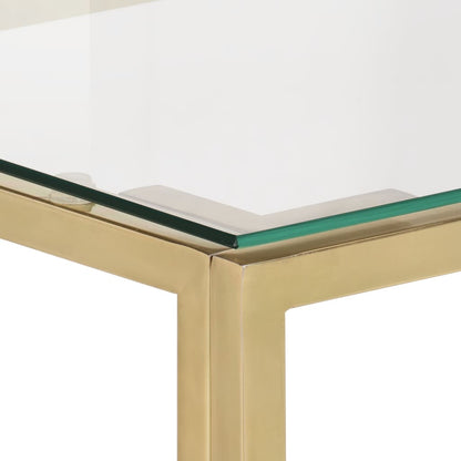 Console Table Gold Stainless Steel and Tempered Glass