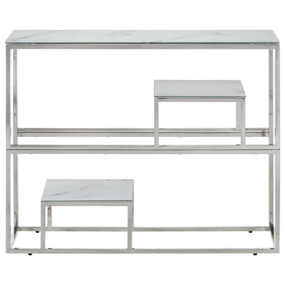 Console Table Silver Stainless Steel and Tempered Glass