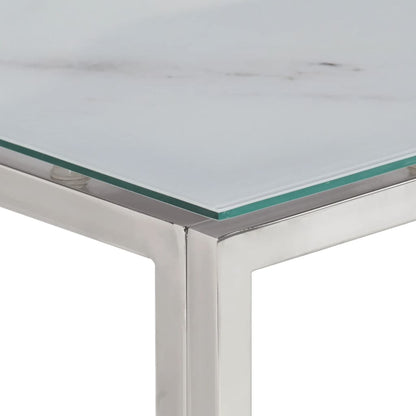 Console Table Silver Stainless Steel and Tempered Glass