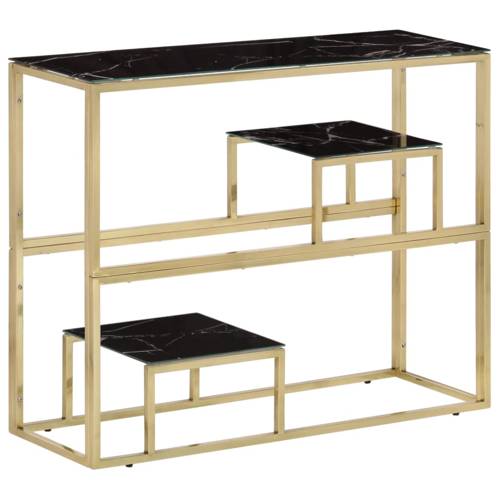 Console Table Gold Stainless Steel and Tempered Glass