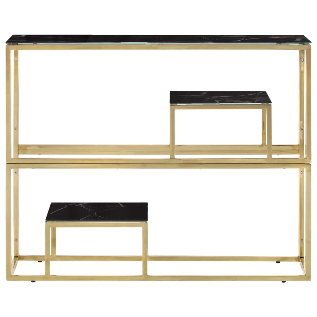 Console Table Gold Stainless Steel and Tempered Glass