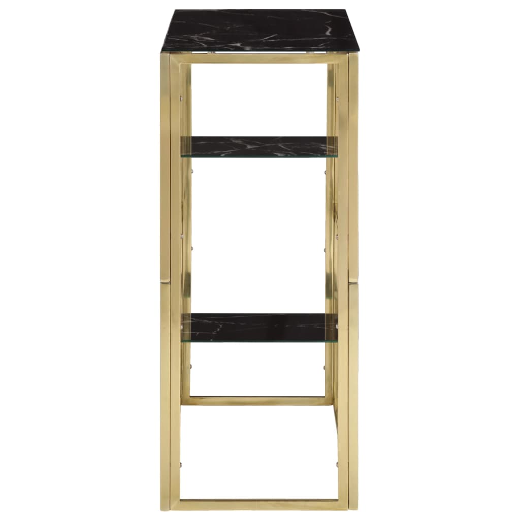 Console Table Gold Stainless Steel and Tempered Glass