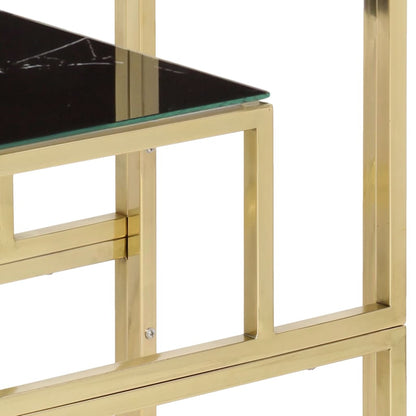 Console Table Gold Stainless Steel and Tempered Glass