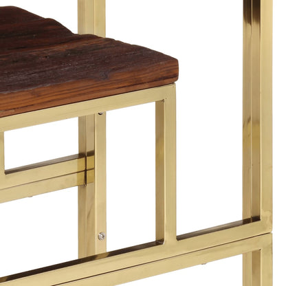 Console Table Gold Stainless Steel and Solid Wood Sleeper