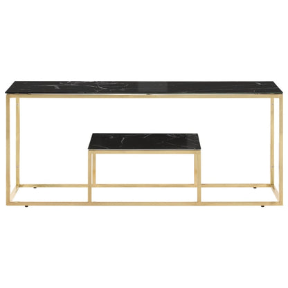 Coffee Table Gold Stainless Steel and Tempered Glass
