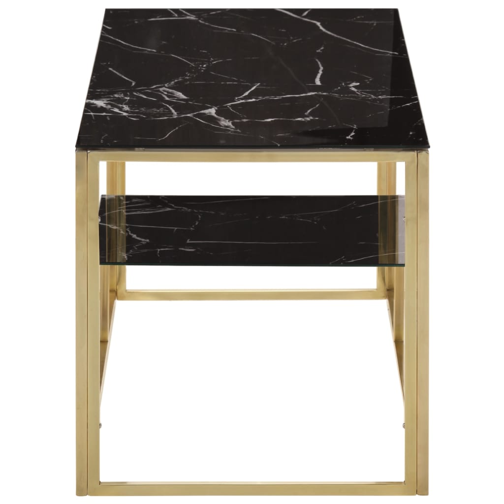 Coffee Table Gold Stainless Steel and Tempered Glass