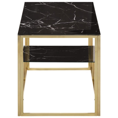 Coffee Table Gold Stainless Steel and Tempered Glass