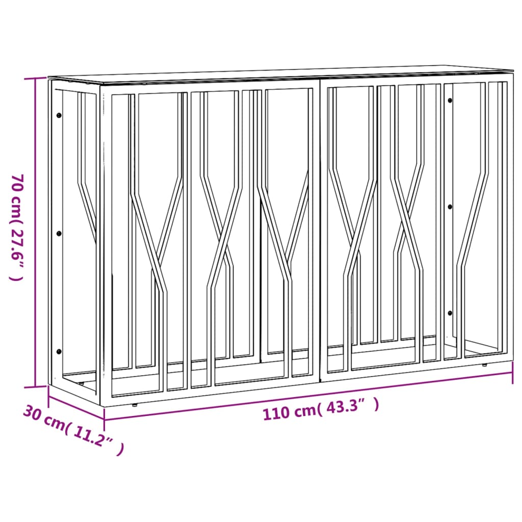 Console Table 110x30x70 cm Stainless Steel and Glass