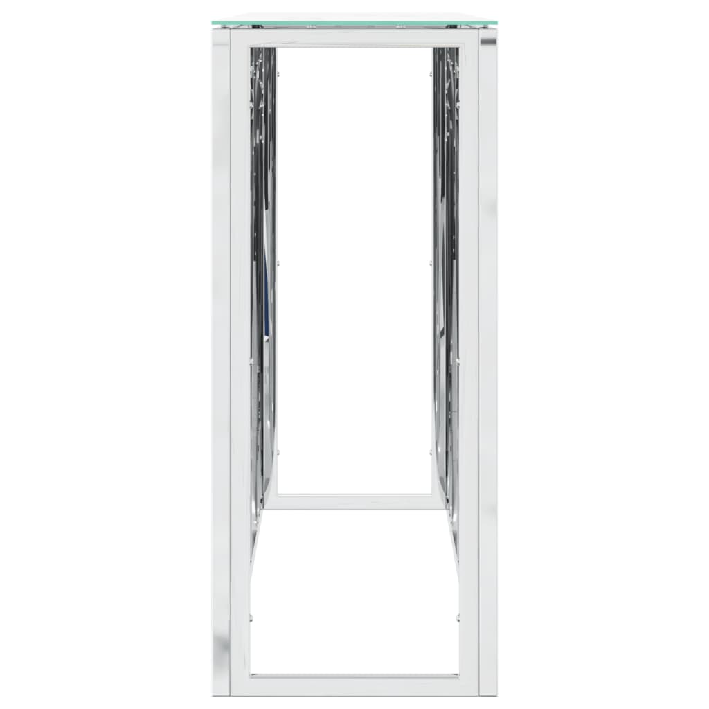 Console Table Silver 110x30x70 cm Stainless Steel and Glass