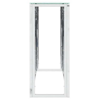 Console Table Silver 110x30x70 cm Stainless Steel and Glass