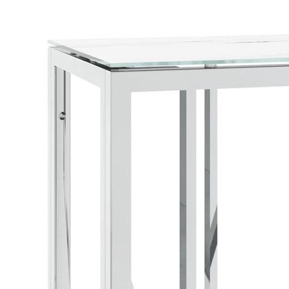 Console Table Silver 110x30x70 cm Stainless Steel and Glass