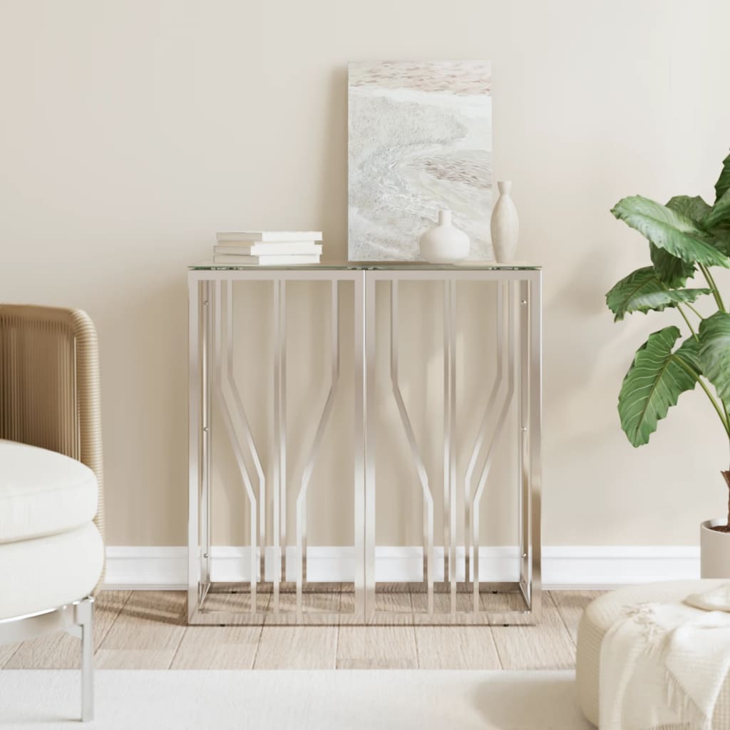 Console Table 70x30x70 cm Stainless Steel and Glass