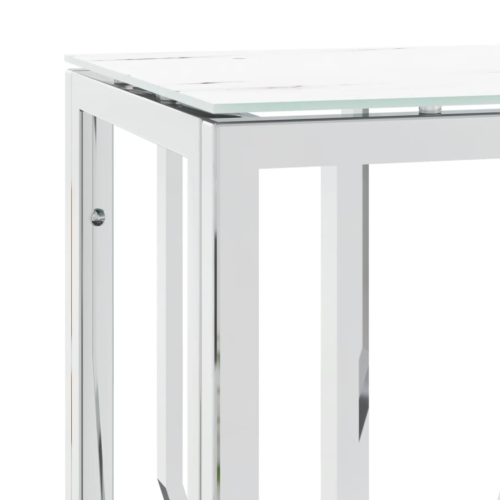 Console Table Silver 70x30x70 cm Stainless Steel and Glass