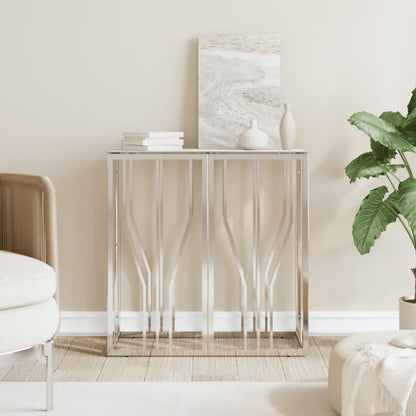 Console Table Silver 70x30x70 cm Stainless Steel and Glass