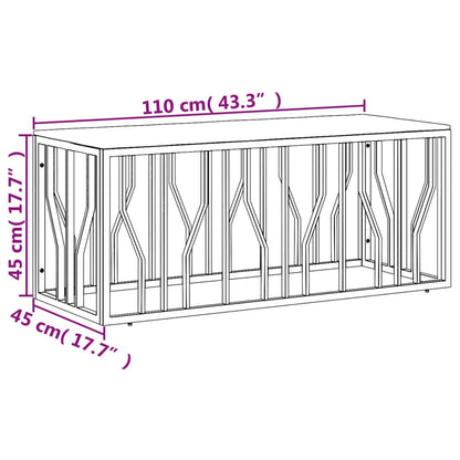 Coffee Table Silver Stainless Steel and Solid Wood Acacia