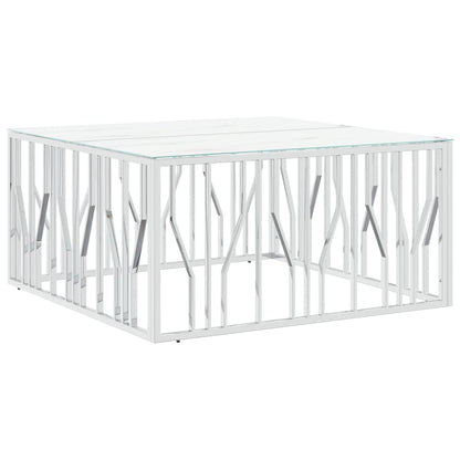 Coffee Table Silver 100x100x50 cm Stainless Steel and Glass