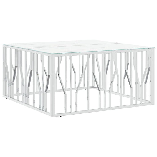 Coffee Table Silver 100x100x50 cm Stainless Steel and Glass