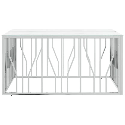 Coffee Table Silver 100x100x50 cm Stainless Steel and Glass
